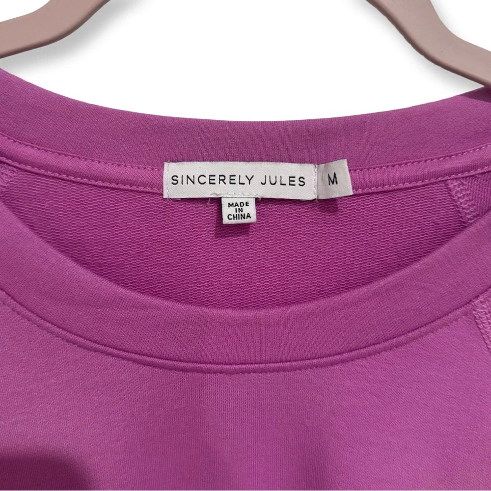 SINCERELY JULES‎ LONG SLEEVES CREW NECK SWEATER SIDE BUTTONS PURPLE SZ MEDIUM